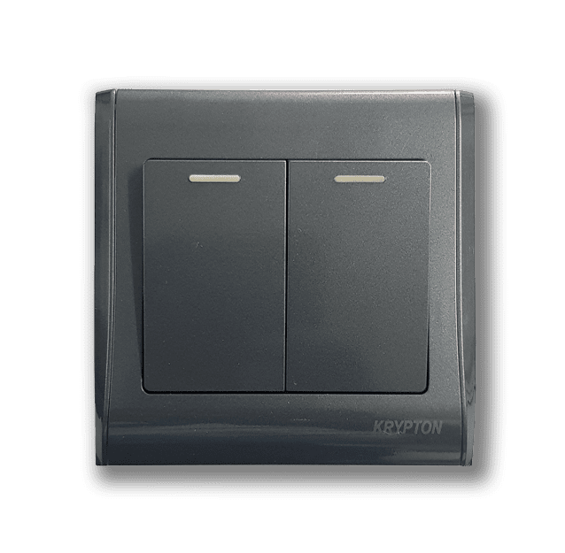 2 gang 1 way Switch Gray